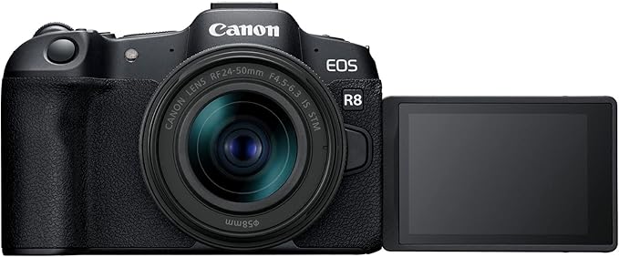 Canon EOS R8 Content Creator Kit, Full-Frame Hybrid Mirrorless Camera with Tripod & Stereo Microphone, 24.2 Megapixel CMOS Image Sensor, 4K Video, RF Mount, Vlogging Camera, Black