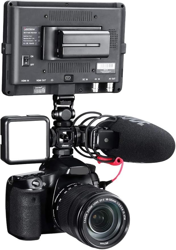 ULANZI PT-12 Triple Cold Shoe Mounts Plate Microphone Led Video Light Extension Bracket Microphone Stand Rig Bracket Compatible for DJI OSMO Mobile 3 2 Zhiyun Smooth 4/Feiyu Vimble 2 Gimbal Stabilizer