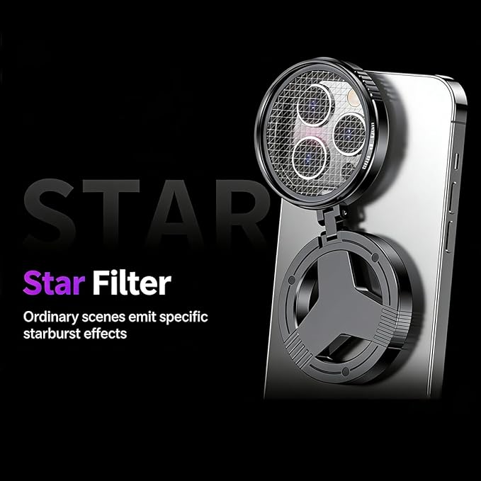 Anti-Glare Magnetic Phone Camera Filter for iPhone,Professional 52mm Rotatable Expandable Polarizing Filter, Foldable Phone Filter Lens Compatible with iPhone 17 16 15 14 13 12 11