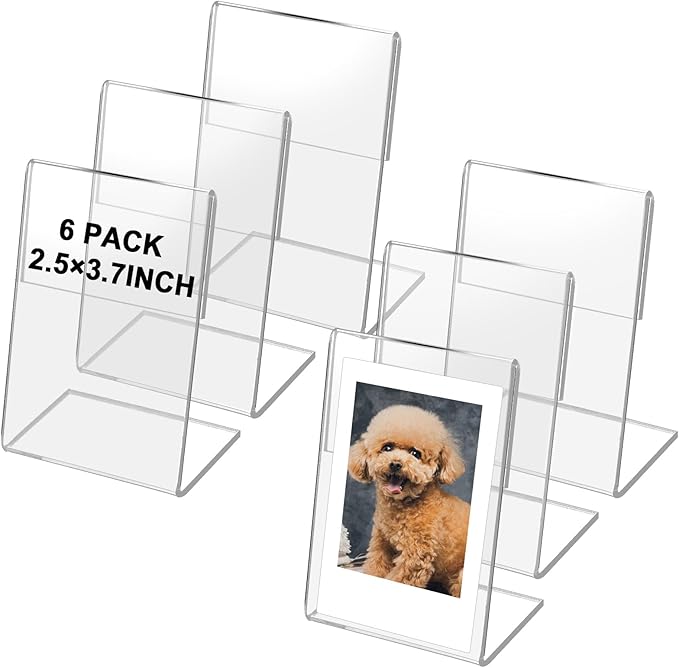6 Pack Wallet Size Picture Frames,2.5x3.7 Acrylic Picture Frame,Mini Photo Frames for 3 in/3.5 In Mini Instant Films Photo Cards