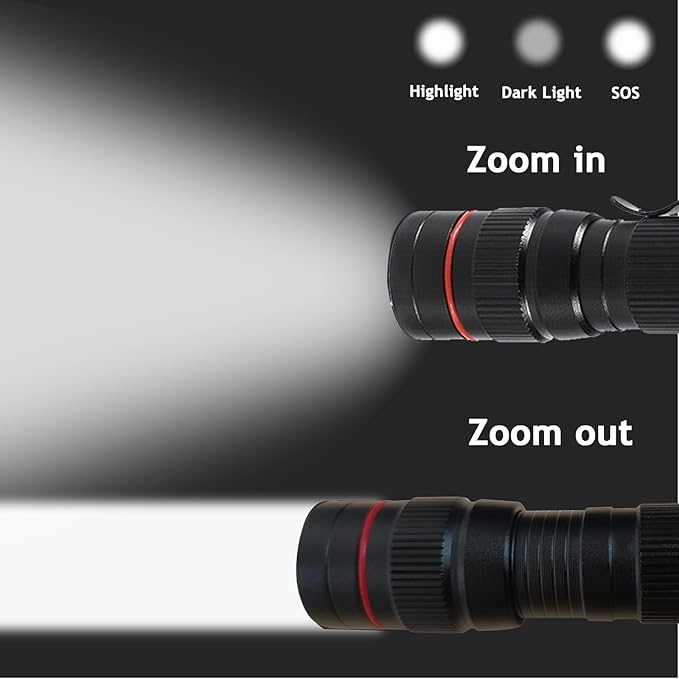 Flashlight Rechargeable 2 Pack, High Lumens LED flahlight, Super Bright Small Flash Light, Mini Pocket Torch, Zoomable Portable Keychain Flashlights for Camping, Emergencies, Travel, Home