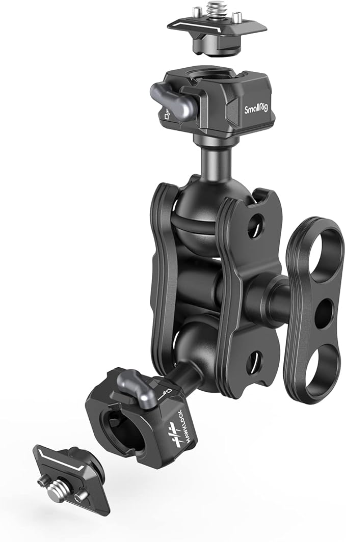 SmallRig Quick Release Ballhead Magic Arm 360° Rotation Articulating Magic Arm with 1/4" Screw, Drop-in HawkLock Camera Clamp for Field Monitor, Camera, Light, Max Load of 5kg, Aluminum Alloy - 3515C