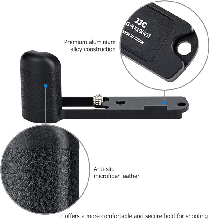 JJC Solid Metal Hand Grip Secure Handle Bracket for Sony RX100 VII RX100VII RX100M7 DSC-RX100 VII DSC-RX100VII DSC-RX100M7 Camera,Anti-Slip Pads Design