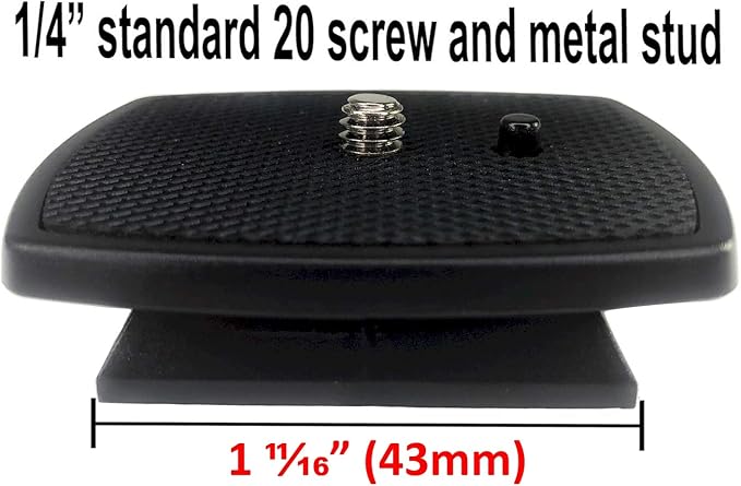DaVoice 43mm Tripod Quick Release Plate Camera Mounting Adapter Parts Replacement for Torjim 60-Inch AX60, Endurax 66" ETR66, UBeesize 60” TR60, Zomei Q111, KingJoy, Victiv, Mactrem PT55 Tripod Mount