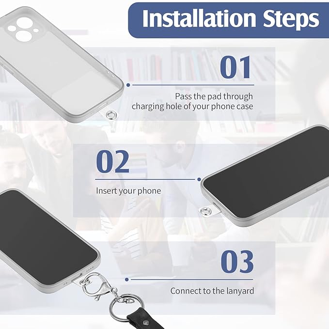 Sinmoe 24 Pcs Phone Lanyard Tab Universal Phone Tether Patches TPU Replacement Patches Compatible Telephone Case Cell Smartphone Case Safety Lanyard Non Adhesive