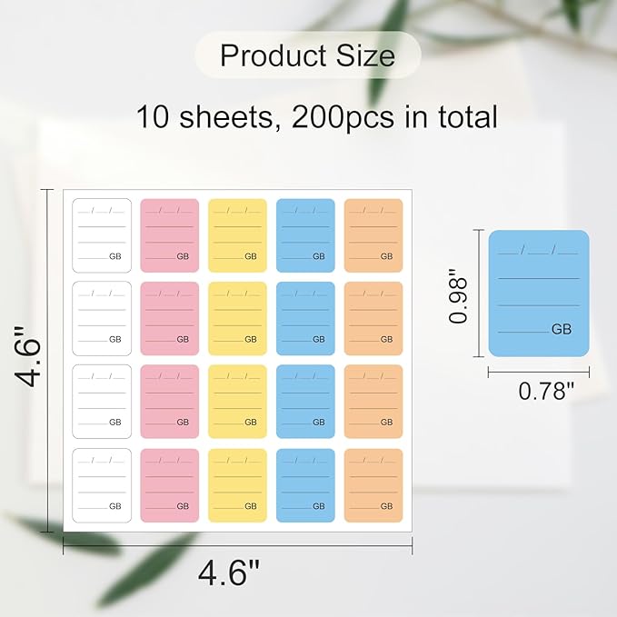 YEWROXY SD Card Labels, Stick-On Camera Memory Card Labels for Photographers,Multi-Color Stickers for SD Cards Classcification and Storage, Self-Adhesive, Writable(200PCS, 0.98"x0.78")