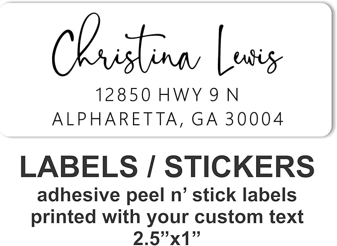 Personalized Return Address Labels - White Custom Printed Name and Home Address Stickers for Wedding, Personal and Business (1000, Signature)