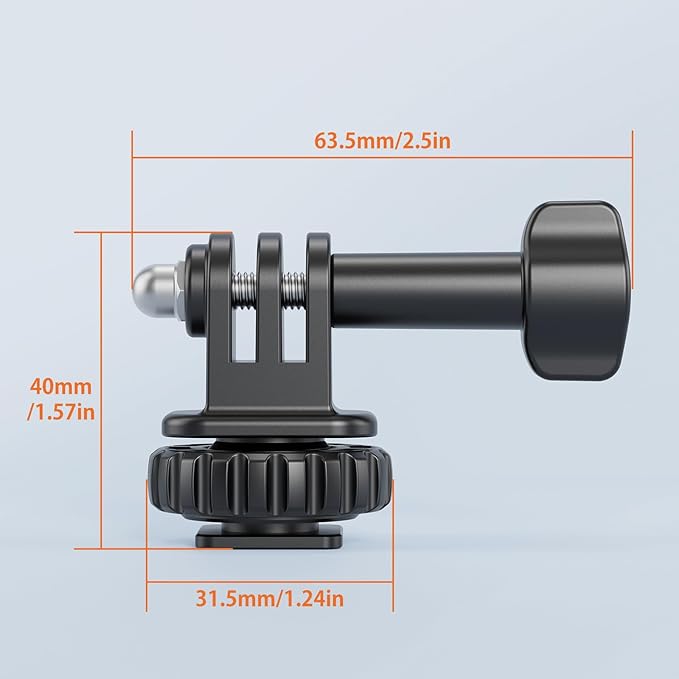 VRIG Hot Shoe Mount Adapter for GoPro Hero 13/12/11/10/9/8/7/6/5, DJI Osmo Action 6/5 Pro/ 4, AKASO Brave 8/7/6 Applicable for Tripod Selfie Stick Monopod and DSLR Camera