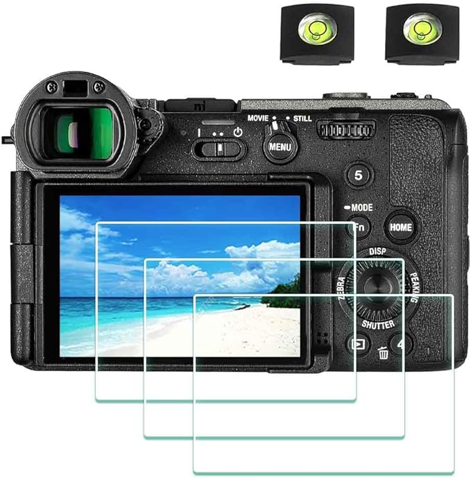 Screen Protector for Sony FX2 Camera & Hot Shoe Cover [3+2 Pack], 0.3mm 9H Hardness Tempered Glass Anti-Scrach Anti-Fingerprint Anti-Bubble