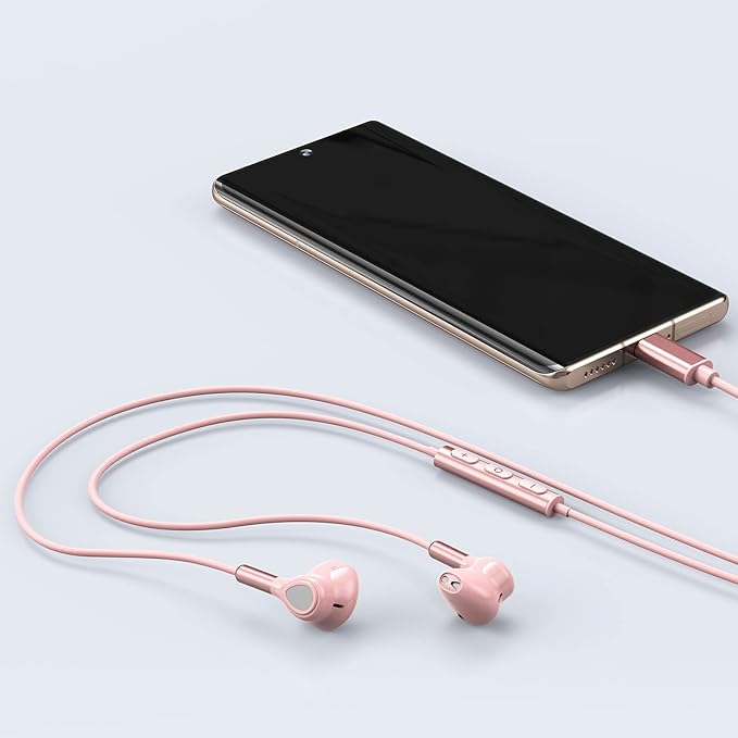 USB C Headphones for Samsung Galaxy S24 S23 Ultra S22 S21 FE S20 A54 A53 USB C Earphones with Mic Volume Control Wired Earbuds USB Type C Headphones for iPhone 16 15 Pro Max Plus iPad Pro Pixel 8 7 6a
