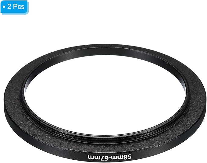 PATIKIL 58mm-67mm Metal Step Up Ring, 2 Pack Camera Lens Filter Adapter Ring Aluminum Filter Adapter Ring for Camera Lenses Hood, Black