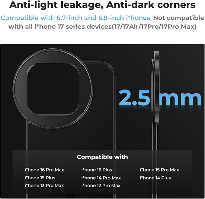 K&F CONCEPT 6.7 inch Magnetic Lens Filter Mount Adapter Compatible with iPhone and 67mm Threaded Filters, Compatible with 16/15/14/13/12 Pro Max, 16/15/14 Plus (Filter Not Included)
