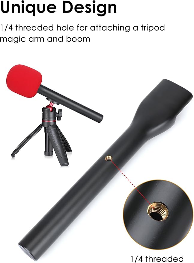 SUNMON Handheld Mic Stand for Rode Wireless Mic with Pop Filter(Red), Holder for Rode Go 2/Wireless Pro, Interview Microphone Adapter Handheld for Wireless Go/Wireless ME