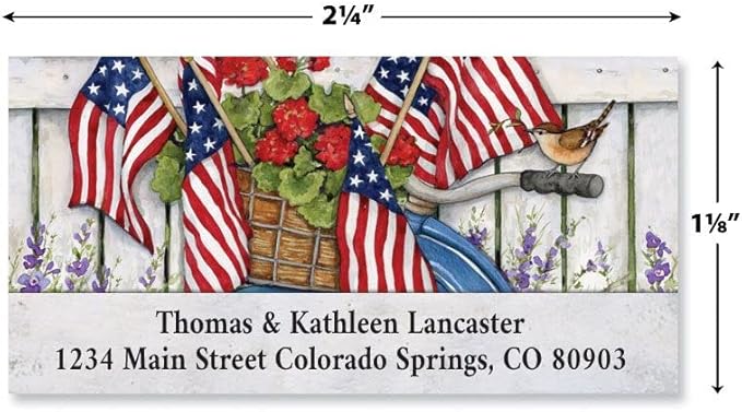 Colorful Images Old Glory Bike Return Address Mailing Labels, Personalized in The USA with Names & Addresses, Set of 144 Self Adhesive, Easy Peel Flat Label Sheets, 1¼” x 1⅛”, 1 Design