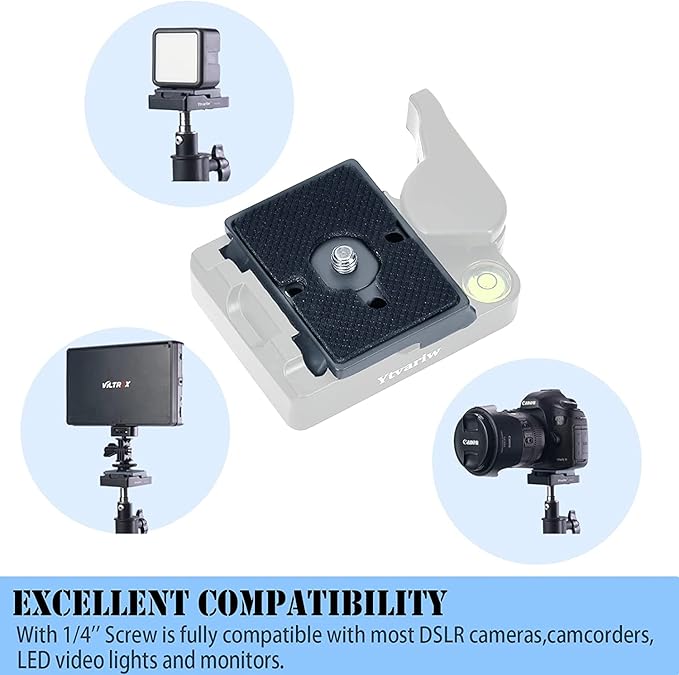 323 Quick Release Plate 1/4" Screw Tripod Camera Compatible for Manfrotto 200pl-14 RC2 Camera Tripod Ball Head 2PCS,Grey