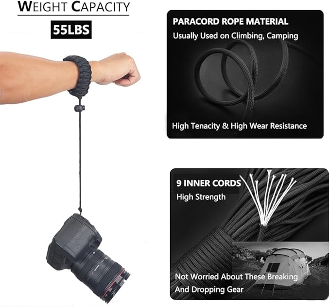 Paracord Camera Wrist Strap Lanyard with Screw for Insta 360 X3, Ace Pro, DSLR Cameras, Selfie Sticks