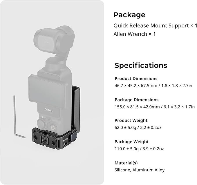 SMALLRIG Magnetic Mount Stand Compatible with DJI Osmo Pocket 3, 230°Adjustable Holder with Cold Shoe, 1/4" Screw Hole, Aluminum Alloy Magnet Expansion Adapter on Iron Fence, Refrigerators -5581