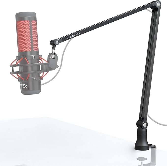 Mic Arm, Boom Arm 360° Rotatable Microphone Stand with Desk Mount, Foldable Desk Mic Arm with 3/8'' to 5/8'' Screw Adapter, Microphone Arm for Live Streaming, Gaming, Podcasting (M01)