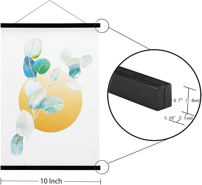 FALAMON 3 Pack Magnetic Poster Hanger Frame, 10x14 10x15 10x13 Magnet Poster Frame for Posters, Prints, Photos, Pictures, Maps, Scrolls, and Canvas Artwork (Black, 10")