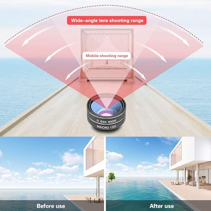 Godefa Phone Camera Lens Kit, 14 in 1 Lenses with Selfie Light for iPhone 14 13 12 11 Xs X Pro Samsung and Other Andriod Smartphone, Universal Clip on Wide Angle+Macro+ Fisheye Camera Lenses