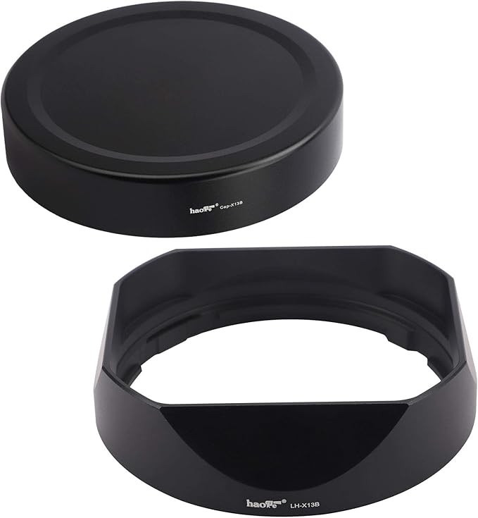 Haoge LH-X13B Metal Square Lens Hood for Fuji Fujifilm XF 18-55mm F2.8-4 R LM OIS Lens and Fujinon XF 14mm F2.8 R Lens (New Version Bayonet with a Hood Metal Cap)