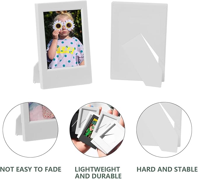 WOGOZAN 2x3 Mini Picture Frame for Fujifilm Instax Mini 12/11/99/41/40/SE/EVO Classic Polaroid Frames 2.15x3.4 Inches Photo Wallet Sized Picture Frame with Protective Film (Grey) (10 Pack)
