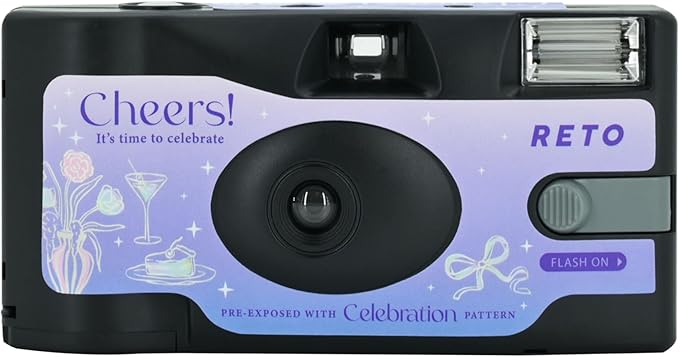 Retocolor Cheers 35mm Disposable Film Camera 27EXP, ISO400, Color Negative Film, Focus Free, Easy to Use, Built in Flash, Single Use (Film and Battery Included) (Cheers)
