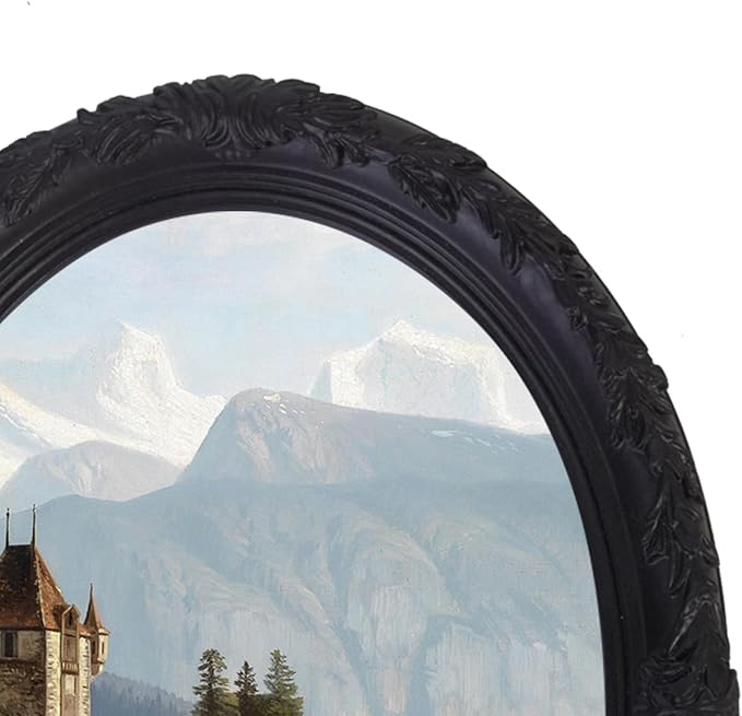 Vintage Oval Picture Frame,Classic Ornamental Photo Frame Antique Frame with Intricate Carvings,Tabletop Display and Wall Mount,Real Glass Front,Old-Fashion (Black, 2.5x3.5)