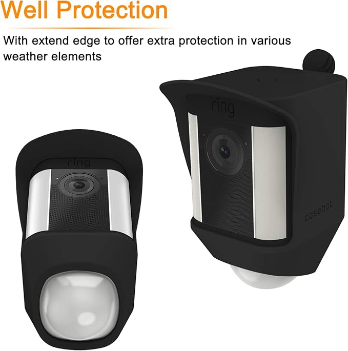 Fintie Silicone Case for Ring Spotlight Cam, Soft Silicone Weather Resistant Protective Skin Cover for Ring Spotlight Battery HD Security Camera, Black