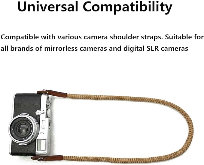 Adjustable Rope Camera Neck Strap – Braided Shoulder Strap with Secure O-Ring & Soft Leather Pad for DSLR, Mirrorless, and Digital Cameras
