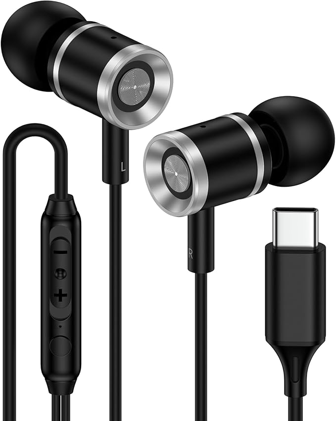 for Samsung Earbuds USB C Wired Ear Buds Compatible Glaxy S26 Ultra S26 S25 FE S25 Ultra A36 A56 A17 A56 A16 S24,Type C in-Ear Headphones Earphone Headset with Microphone for iPhone 17 Pro Max Air 16