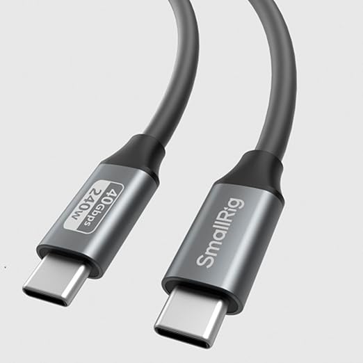 SMALLRIG USB4 40Gbps USB-C Cable, 240W Fast Charging & 8K@60Hz Video & 40Gbps Data Transfer, 35cm/13.8in Straight to Straight Connectors with Cable Tie, for MacBook for iPad Pro for iPhone - 5073