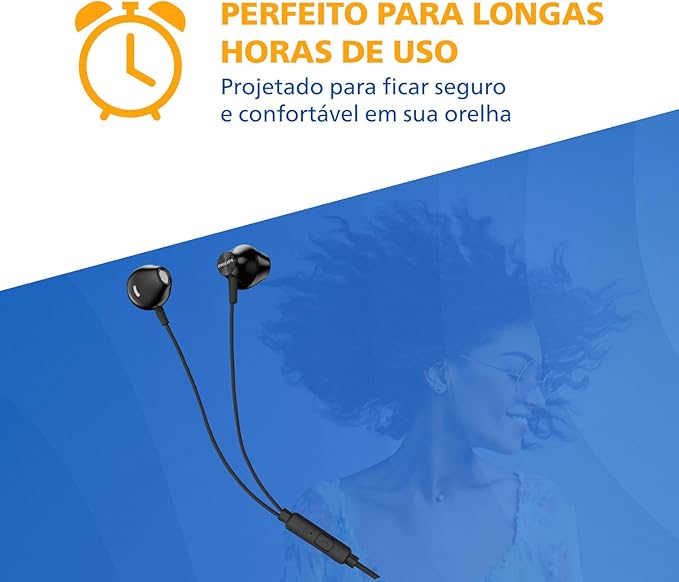 PHILIPS Wired Earbuds 3.5mm jack connector with Microphone, in Ear Headphones with mic, Powerful Bass, Lightweight, 3.5mm jack connector Wired Earphones, 3-Button in-line Remote Ear Buds (Black-Gray)
