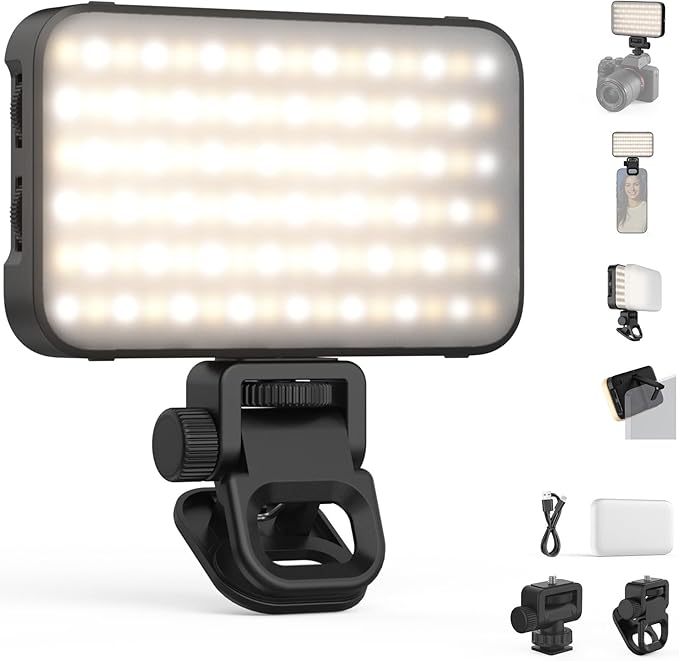 NEEWER Entry Level Version Phone Selfie Light for iPhone, 2500-9000K CRI80 2000mAh Rechargeable Plastic Clip on Makeup Streaming Recording Laptop Computer Video Conference Fill Lighting, N15