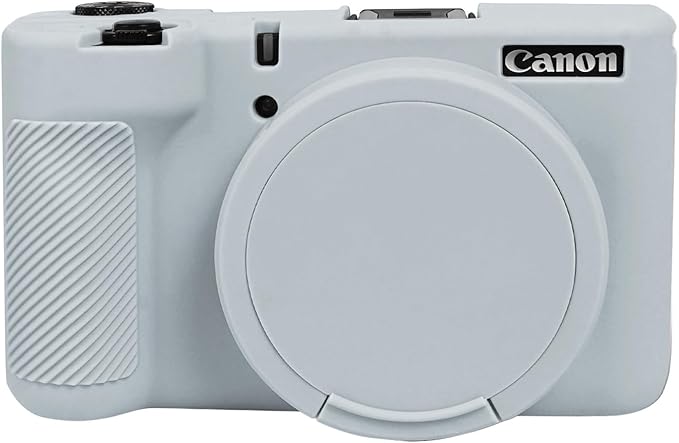 EASY HOOD V1 Case, Silicone Camera Cover with Removable Lens Cover, Soft Protector Lightweight Carrying Body Skin for Canon PowerShot V1 Digital Camera - Light Gray