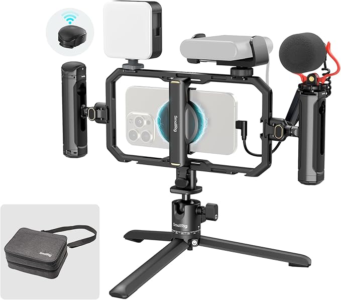 Bundle: SmallRig All-in-One Universal Quick Release Phone Video Rig Kit Pro 4704+SmallRig Magnetic 67mm VND Filter ND64-ND400 (6-9 Stop) 5169