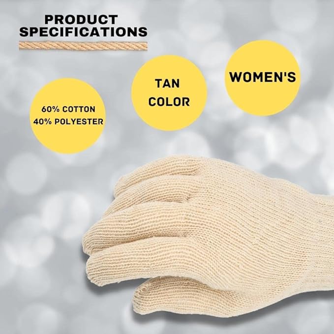 SHIELD GLOVES Cotton String Knit Gloves, 12-Pairs, Womens, Size - Small Hand Protection Lightweight Work Gloves