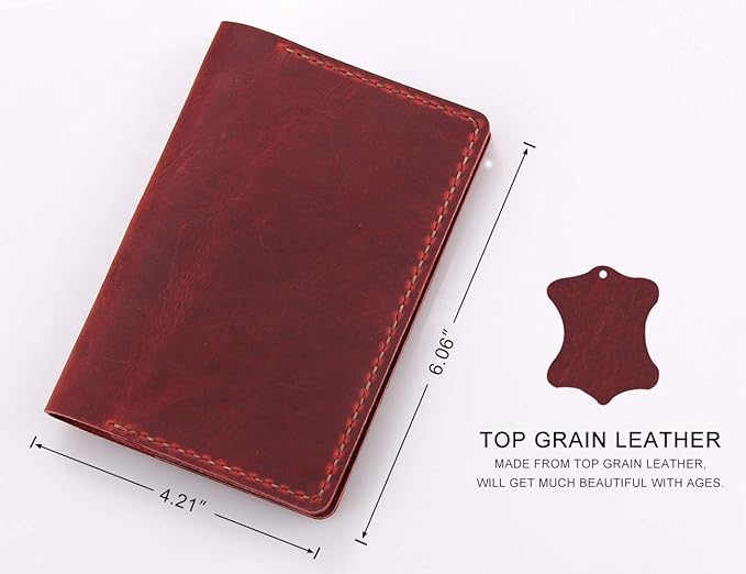 Leather Notebook Cover for Field Notes, Handmade Journal Cover for Moleskine Cahier Journal, Leather Cover with Pen Holder fits 3.5" x 5.5" Pocket Notebook - Wine