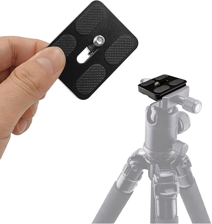 2 PCS Camera PU50 Quick Release Plate + 2 Pcs 1/4"-3/8" Screw, Aluminum Alloy Universal 38mm Camera Plates Mount with 1/4''-20 Screw Fits Arca-Swiss Standard for DSLR Tripod Ball Head, PU-50