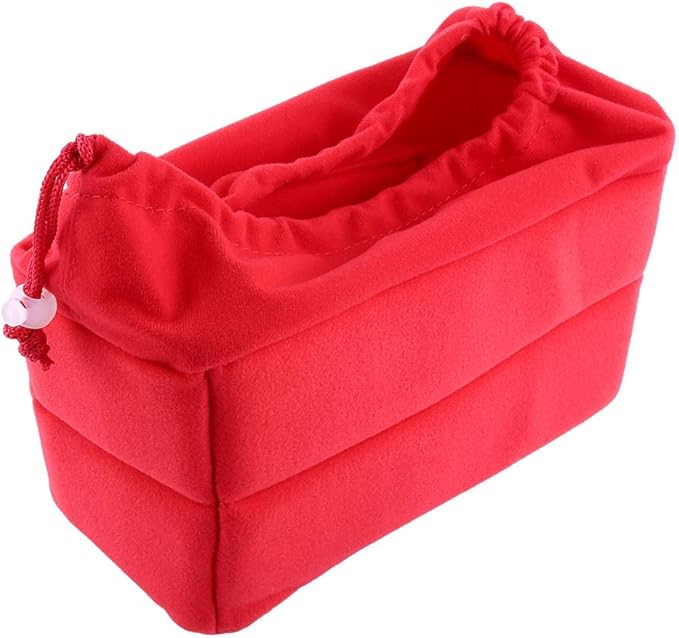 Universal Padded DSLR Camera Insert Bag, Shockproof Camera Sleeve with Adjustable Foam Dividers, Velvet Lined Protective Cover for SLR Cameras and Lenses in Backpacks (Red)