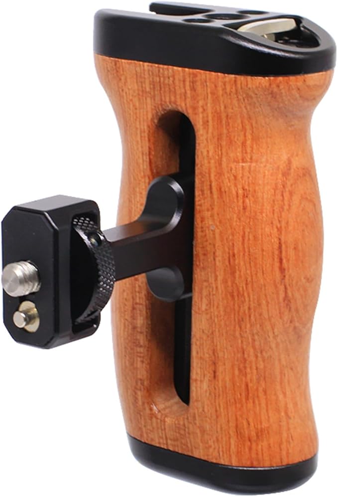 FUGASUN Wooden Side Handle Compatible with ARRI 1/4"&3/8",Adjustable Left/Right Handle for EOS R50V/RP/R50/R100/R7/R8,Alpha A7R V/A7 IV/A7S III/7R V/S III/A7R IV,A6700/FX30/FX3,ZV-E10 ii Camera Cage