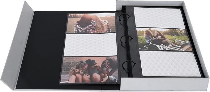 New View Gifts Linen Happily Ever After Coffee Table Album, Wedding Photo Album for 180 4x6 Photos, Gray