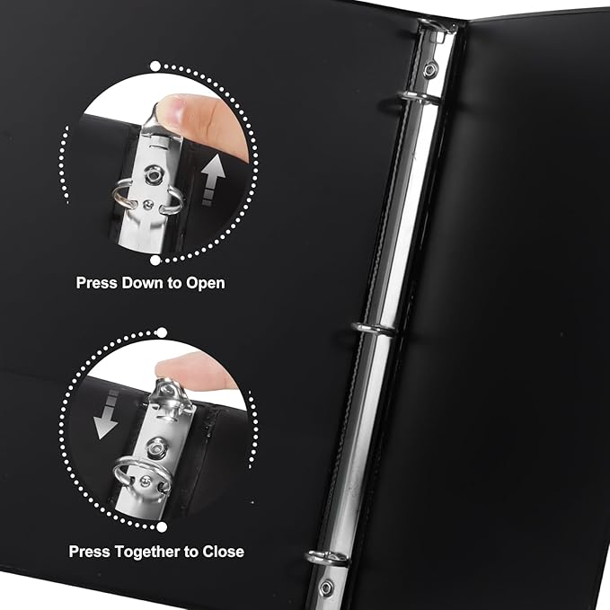 CIXILDTS 0.5-inch Round Ring Binder, Durable 1/2" 3 Ring Binder Fit Letter Size Paper, Presentation View Binders, Black,12-Pack