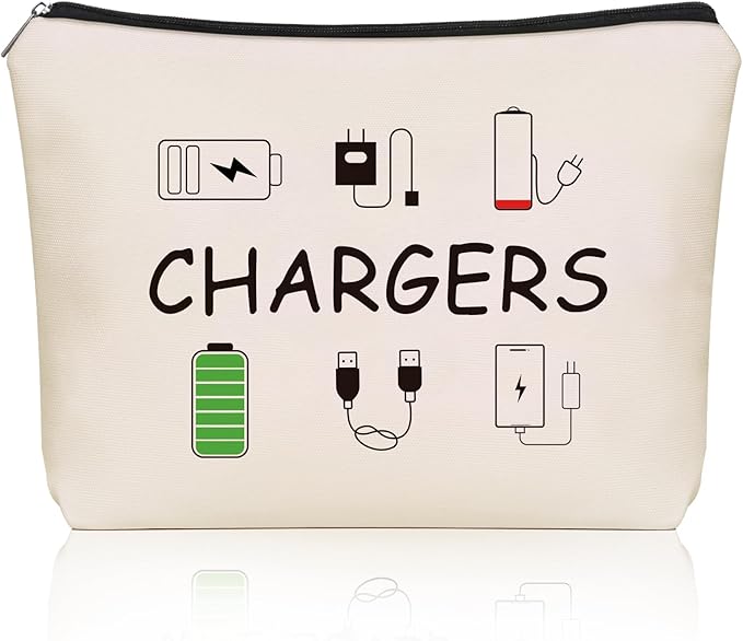 Charger Makeup Bag: Charging Cord Electronics Accessories Themed Cosmetic & Toiletry Organizer Pouch For Teen Girls & Women.Ideal Gift For Travel, Birthdays, & Christmas.