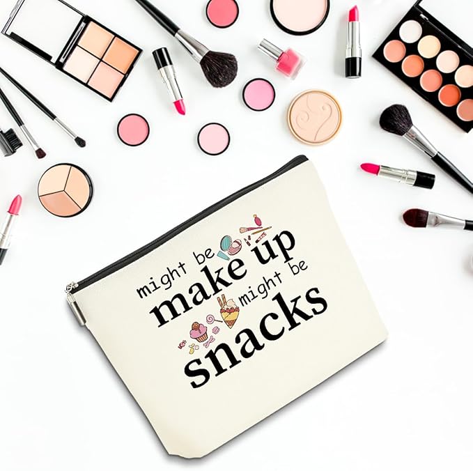 2 PCS Friend Gifts for Women Makeup Bag, Snack Bags, Funny Gifts Cosmetic Bags, Sister Birthday Christmas Graduation Friendship Gift for Daughter From Mom - might be makeup might be snacks