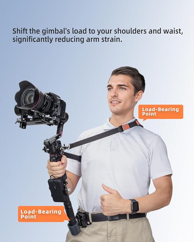 Handheld Camera Gimbal Stabilizer Accessories Load Reduce Kit with Adjustable Shoulder Strap/Belt/Gimbal Support/Extension Rod for Easier Longer Holding. Fits DJI RS4(pro)/RS3(Pro)/RS2/RSC2/SC/S