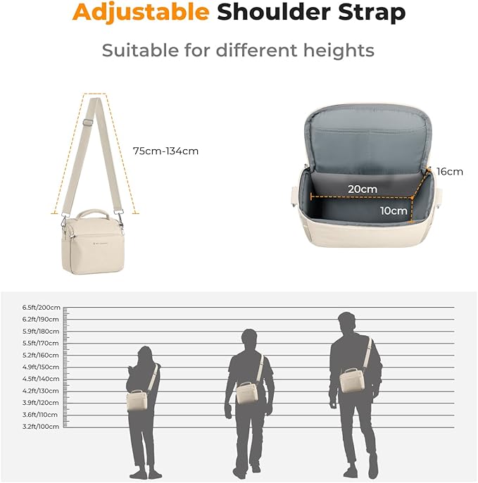 K&F CONCEPT Camera Sling Bag Small Crossbody Camera Case DSLR/SLR/Cute Compact Shoulder Photography Bags for Photographers-Beige