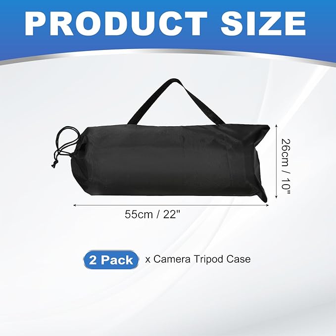 PATIKIL 22 x 10 Inch Tripod Carrying Case, 2 Pack Camera Tripod Carrying Bags Oxford Cloth Padded Bag for Camera Gear Mic Light Stand Sheet Music Photography Accessories, Black