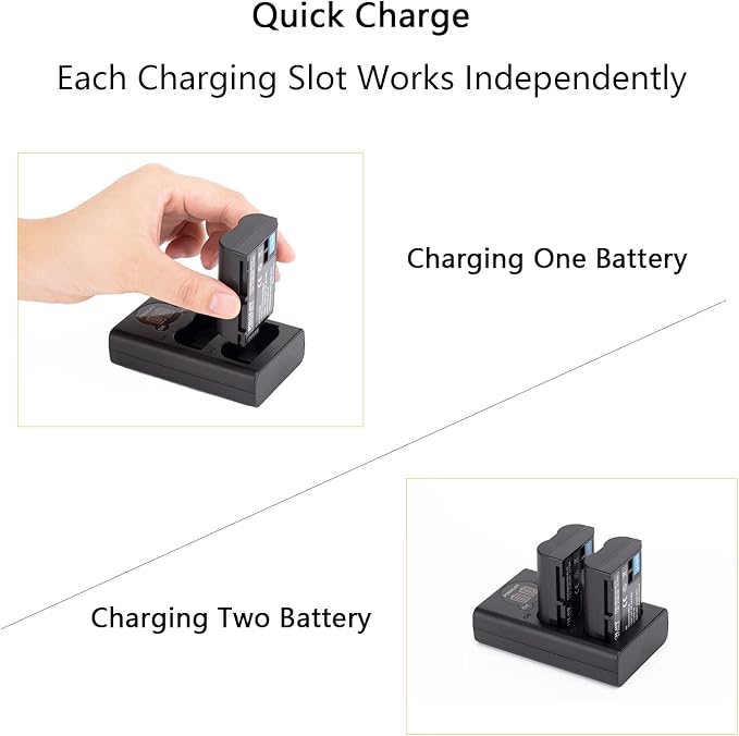 EN-EL15 Battery Charger, PHOLSY Dual USB Charger EN-EL15 Camera Battery Charger MH-25 MH-25a for EN-EL15c EN-EL15b EN-EL15a Battery Compatible with Nikon Z5 Z6 Z7 D850 D780 D750 D610 D7500 D810 D7000