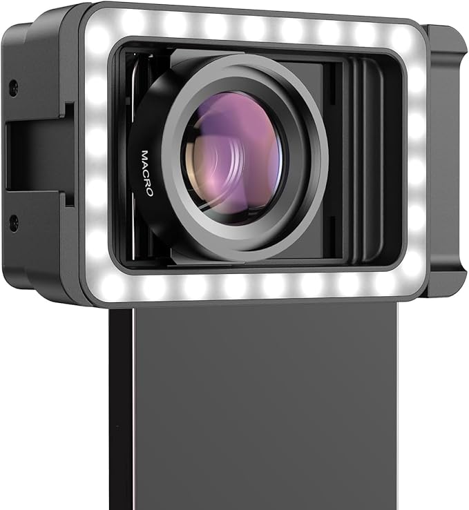 MIAO LAB 15X Phone Macro Lens with LED Fill Light, 15X Macro Lens + 17mm Thread Lens Adapter for iPhone 15/15Pro/15Pro Max, Samsung, Android Phone (Fits for Almost Phone)